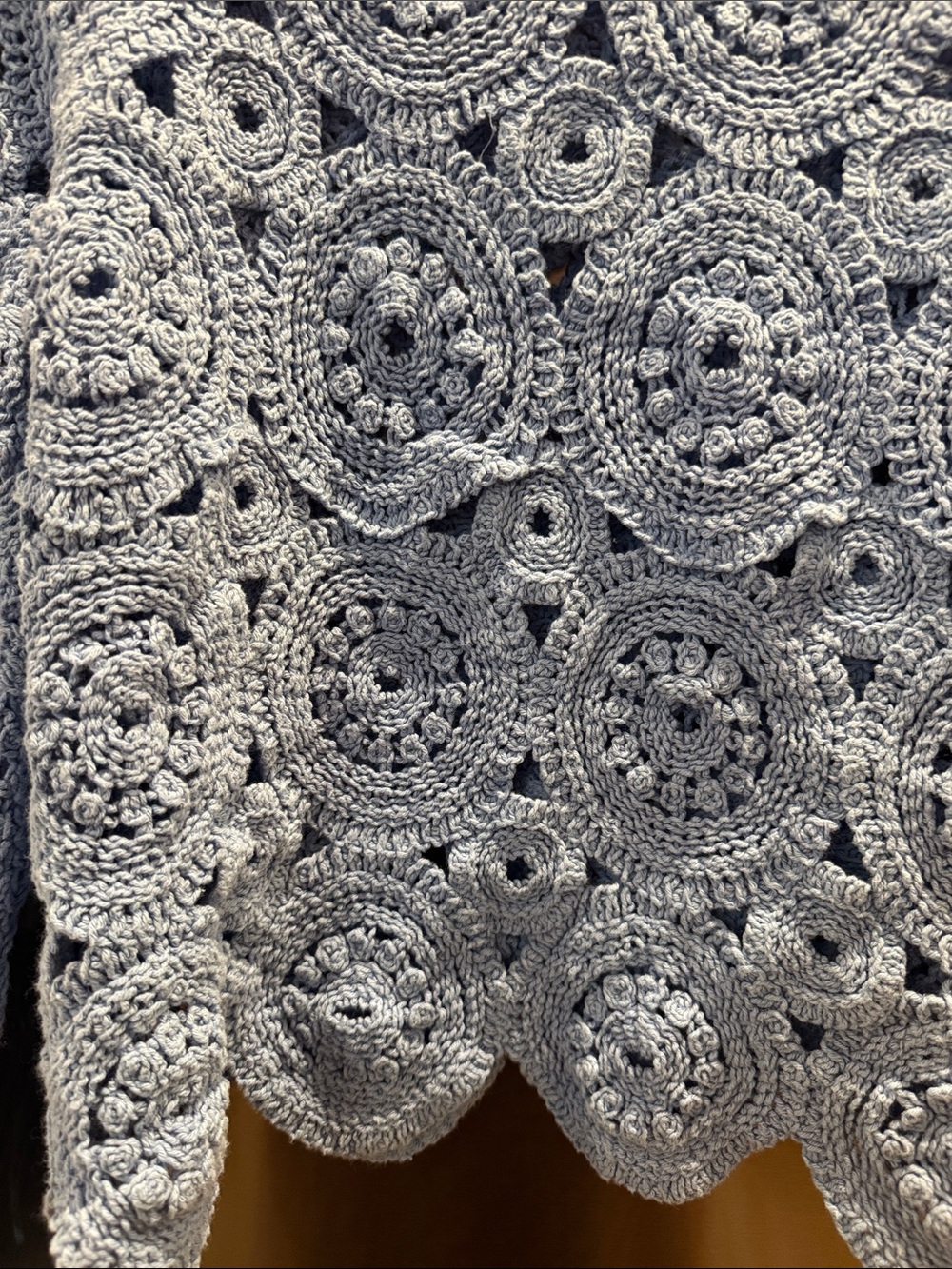 6/6 Ultra Pink Sky-Blue Crochet Circle Long-Sleeve Top summer - Picture 5 of 5